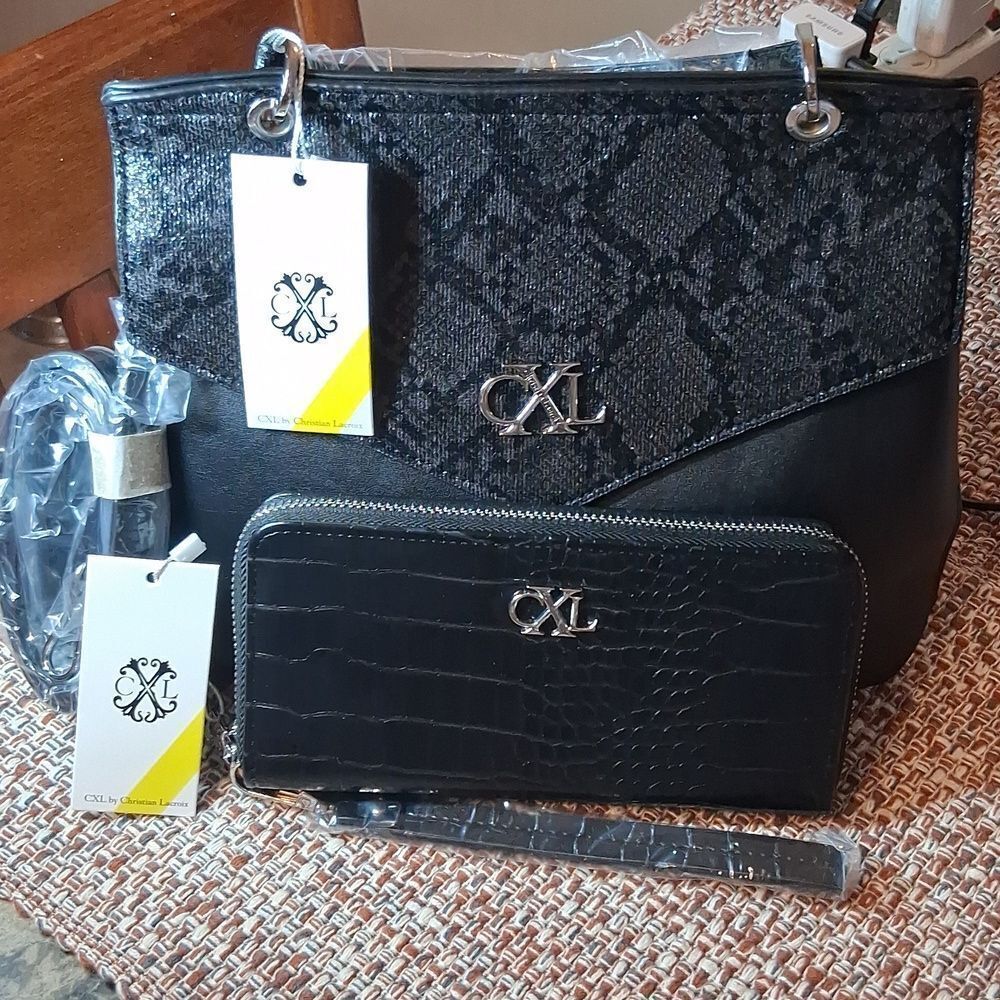 CXL Bundle Python Prism Sable Satchel And Kara Croco Zip Around Wristlet Wallet